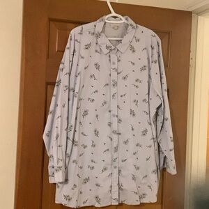 Woman Within Blue Floral 26/28 button down shirt